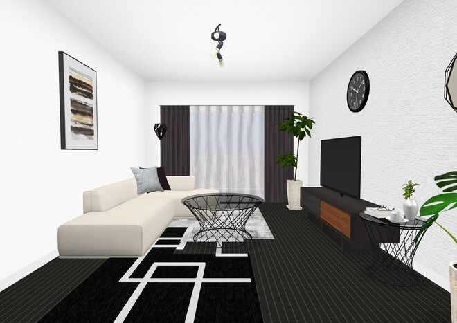 シンプルモノトーンリビング